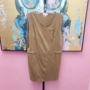 Max Studio Tan Faux Suede Zip Tunic/Vest/Dress